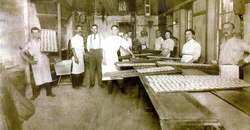 group of bakers in pretzel bakery
