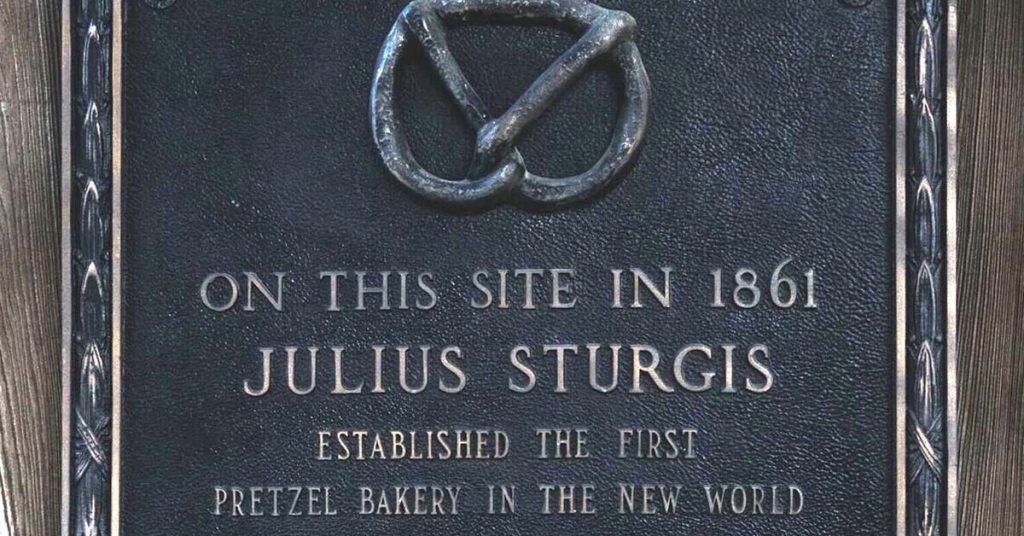 plauqe sign at Julis Sturgis bakery in Lititz, PA